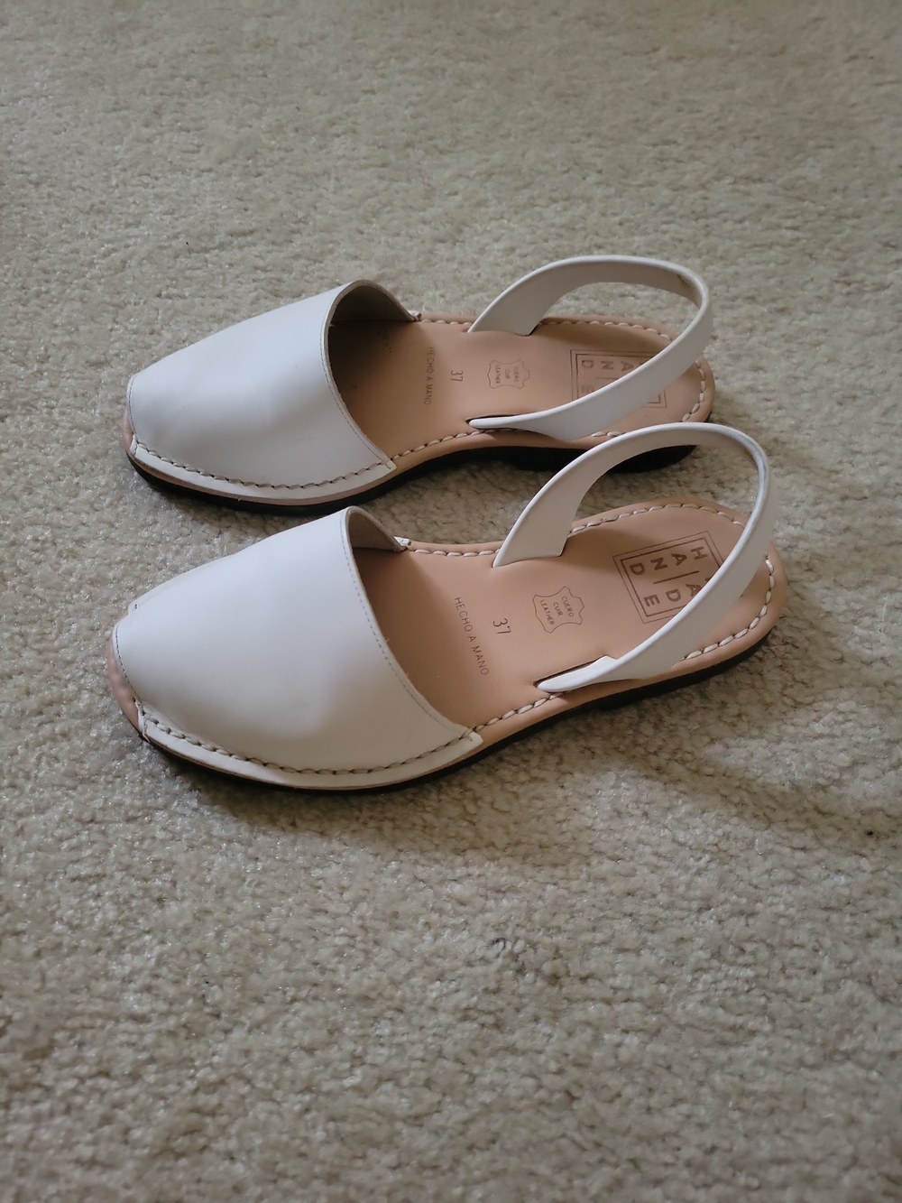 Mibo Menorca Sandals White Leather 37 7 Slingback Spain